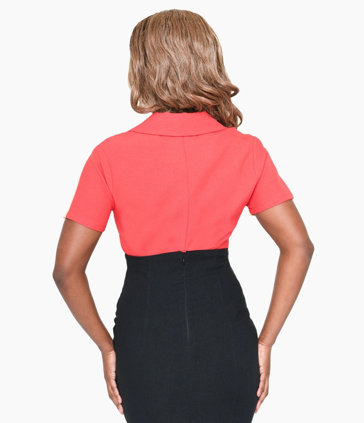 1940s Style Tri-Tone Short Sleeve Work Blouse - Image 3