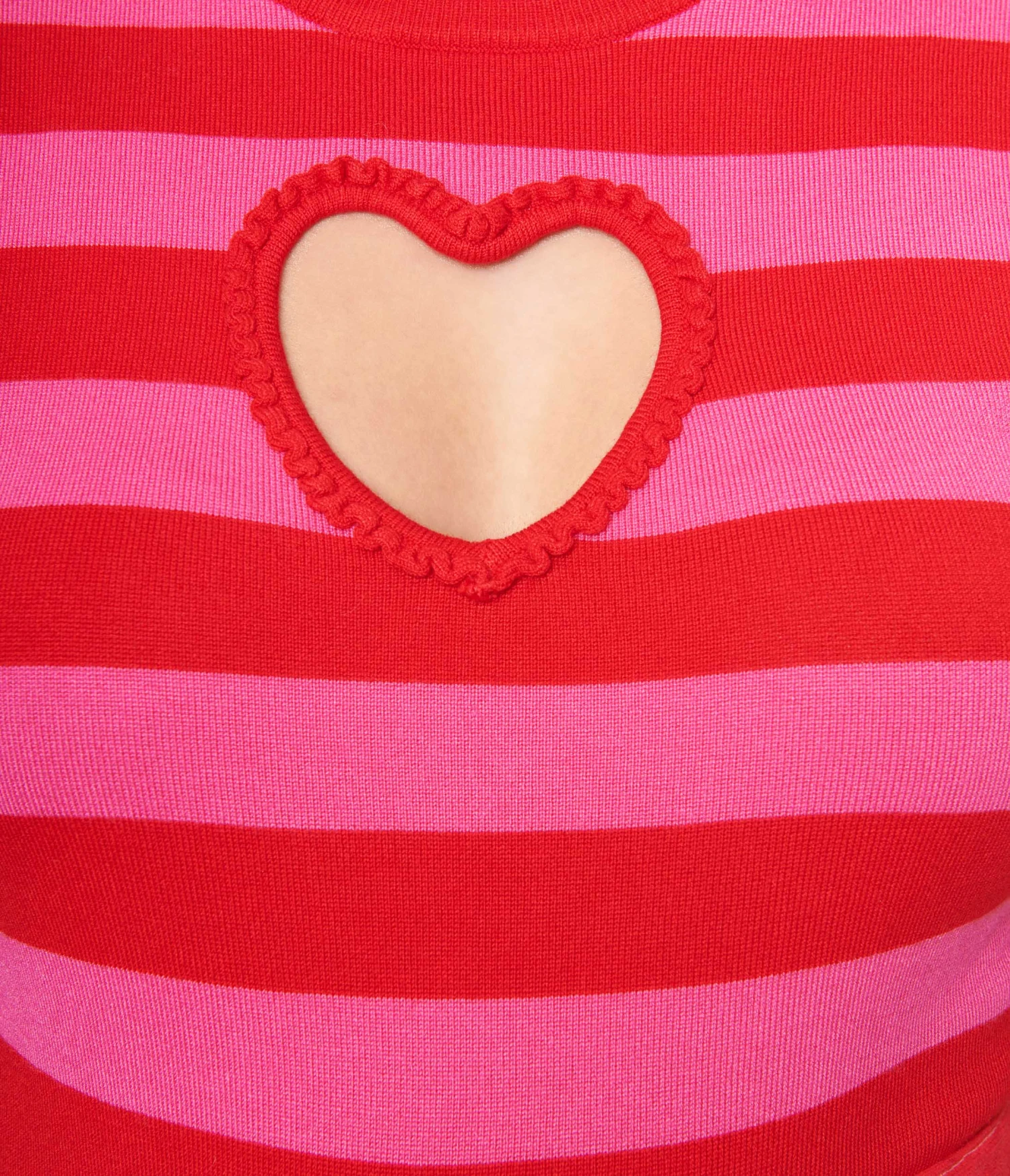 Smak Parlour Red & Pink Stripe Keyhole Heart Sweater - Image 2