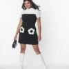Smak Parlour Black & White Flower Pocket Shift Dress