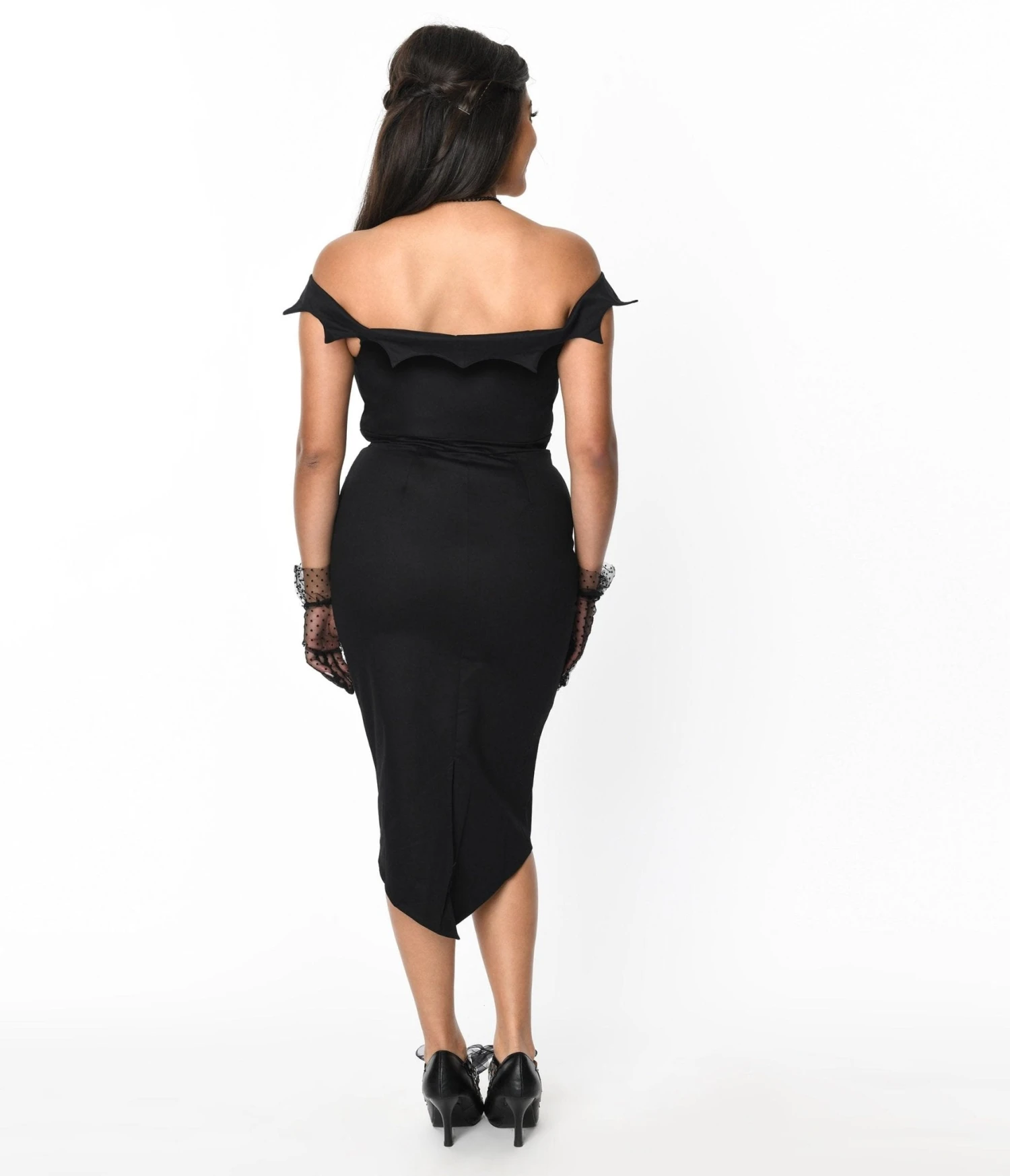 Black Bat Trim Bodycon Dress - Image 2