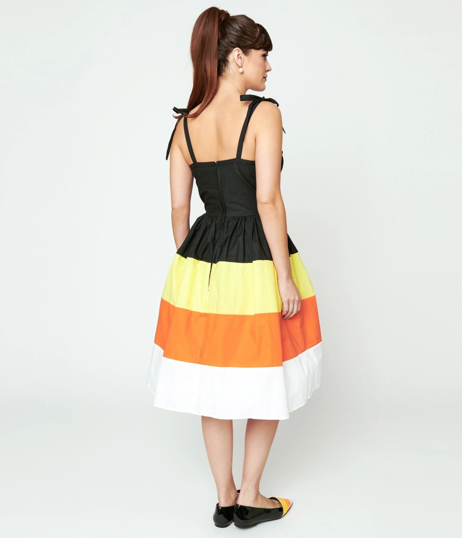 Black & Candy Corn Stripe Swing Dress - Image 3