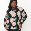 Black Floral Pullover Sweater