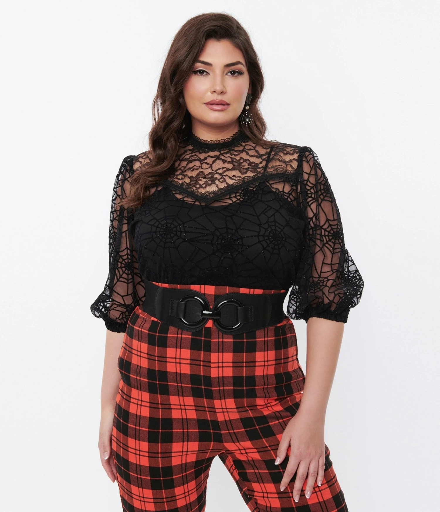 Black Glitter Web Mourning Blouse