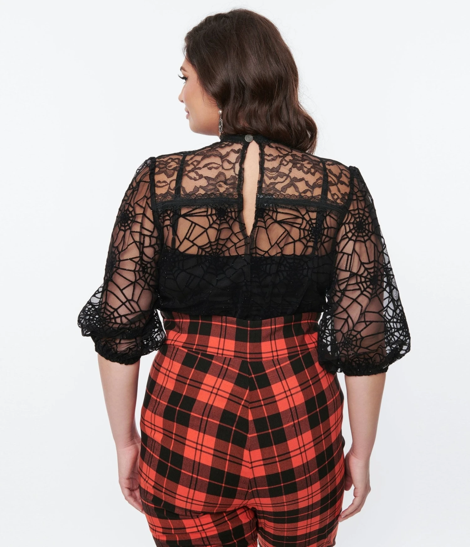Black Glitter Web Mourning Blouse - Image 3