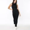 Black Knit Belted Celina Jumpsuit