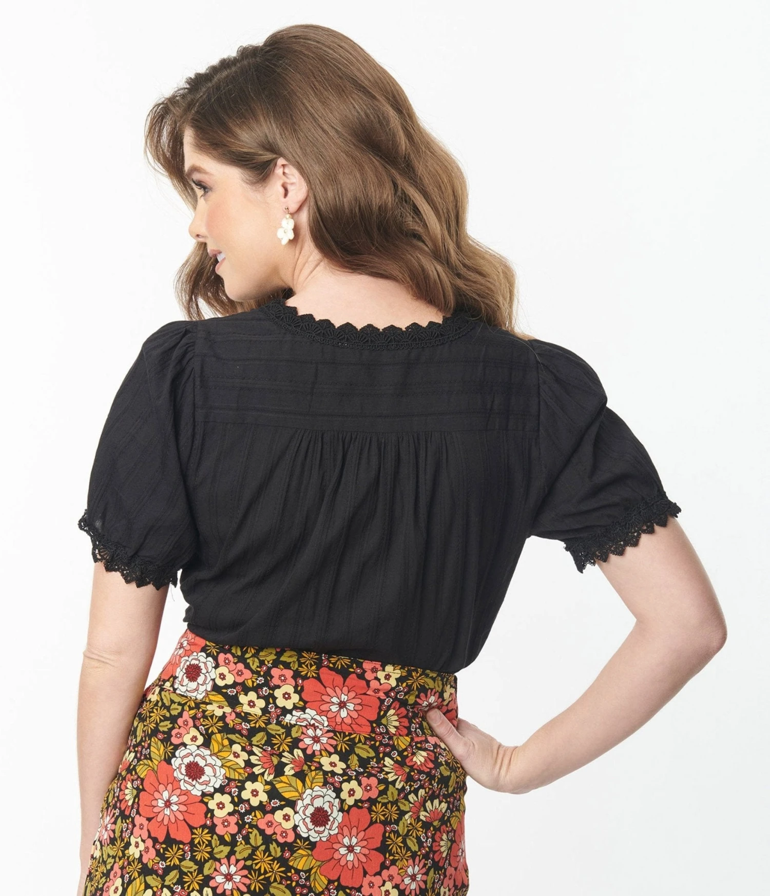 Black Lace Button Down Top - Image 3