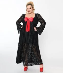 Black Lace & Interchangeable Bow Priscilla Maxi Dress
