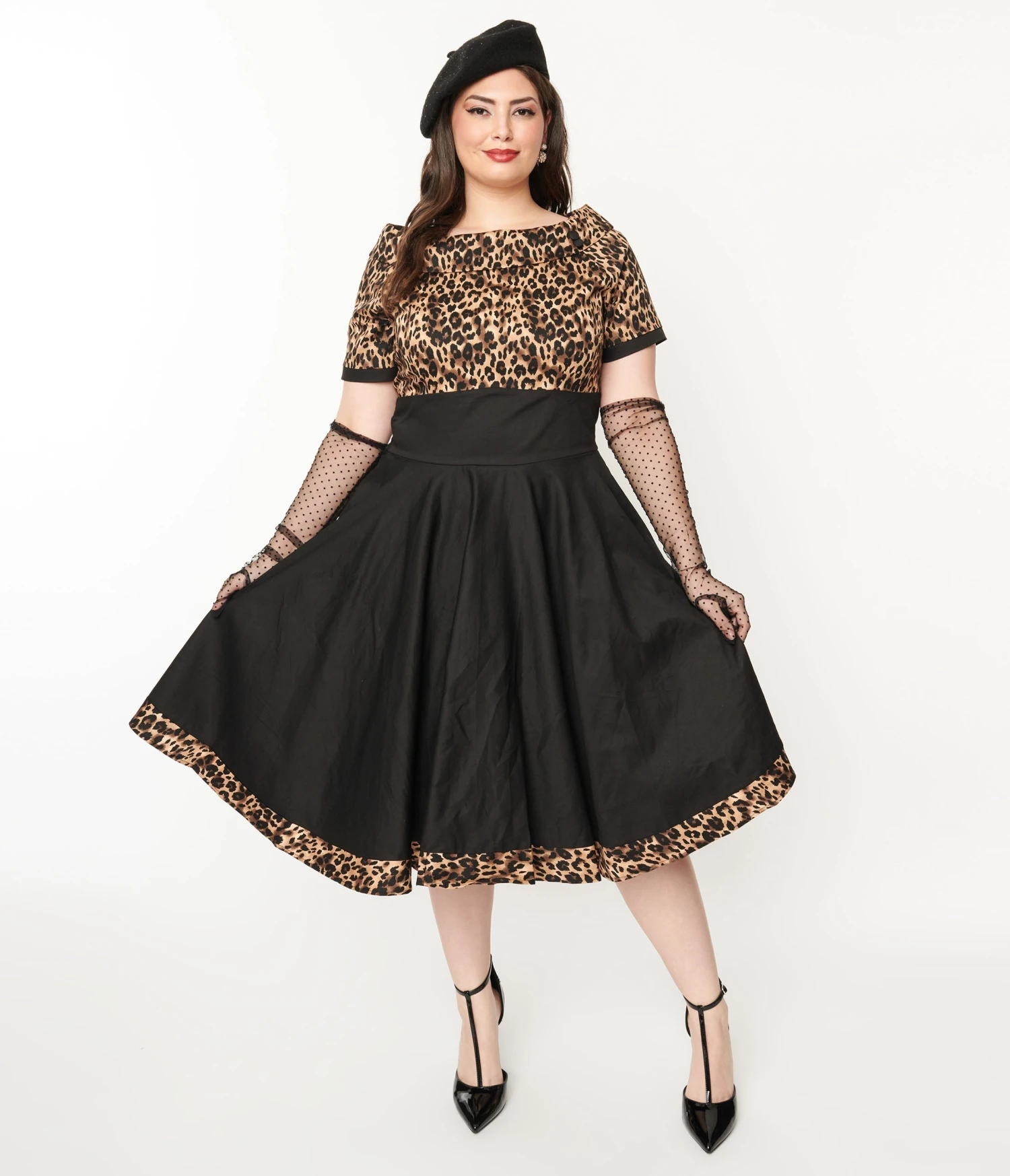 Black & Leopard Print Darlene Swing Dress - Image 2