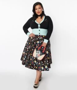 Black Let's Go Bowling Swing Skirt
