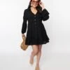Black Long Sleeve Mini Dress