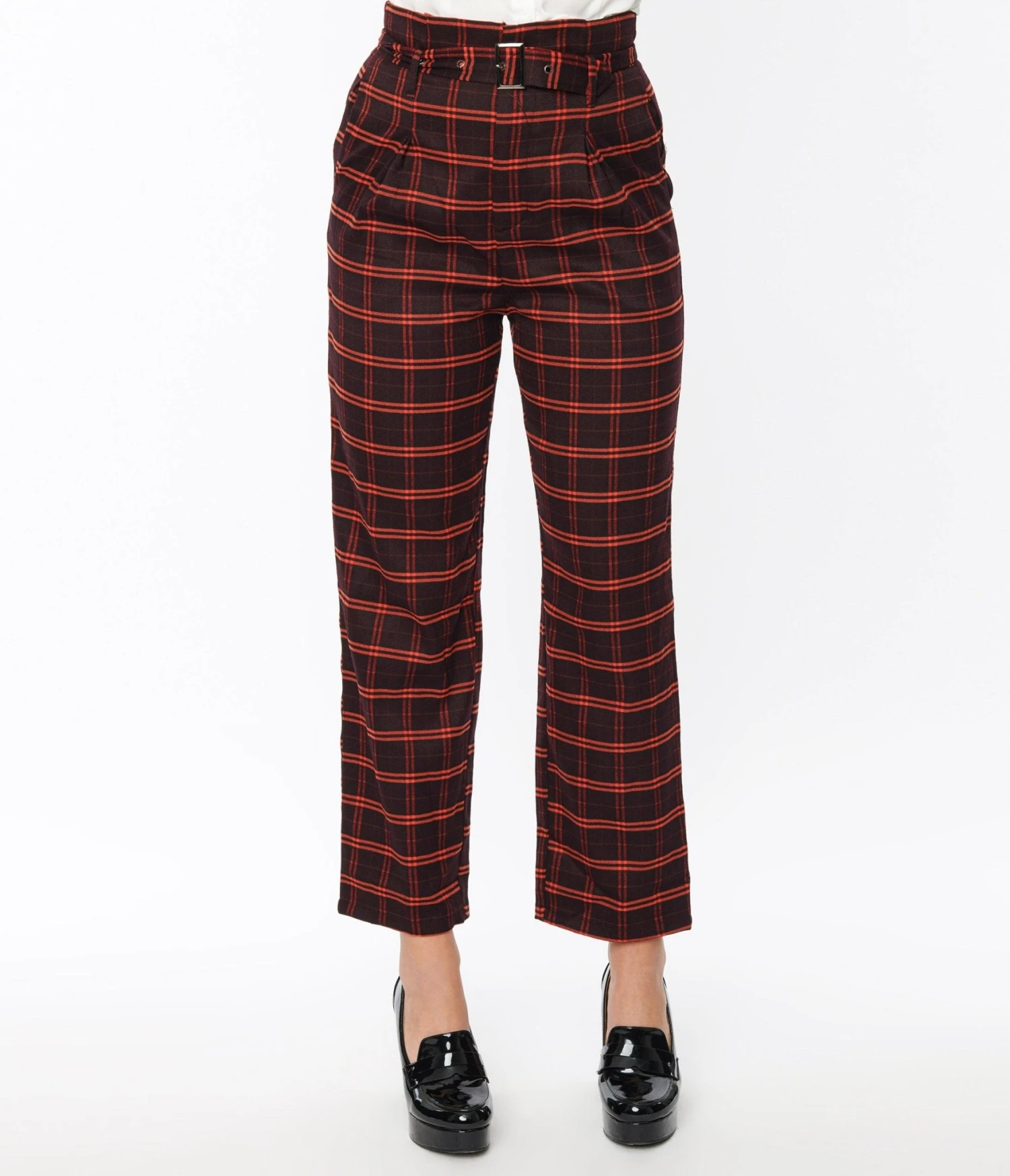 Black & Orange Windowpane Pants - Image 2