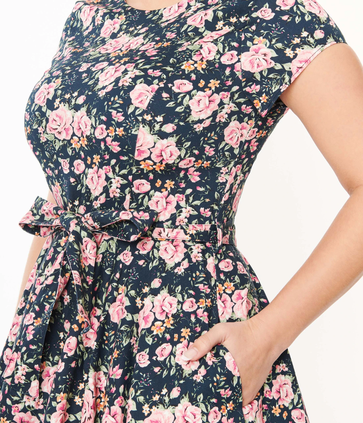 Black & Pink Floral Cleo Swing Dress - Image 2