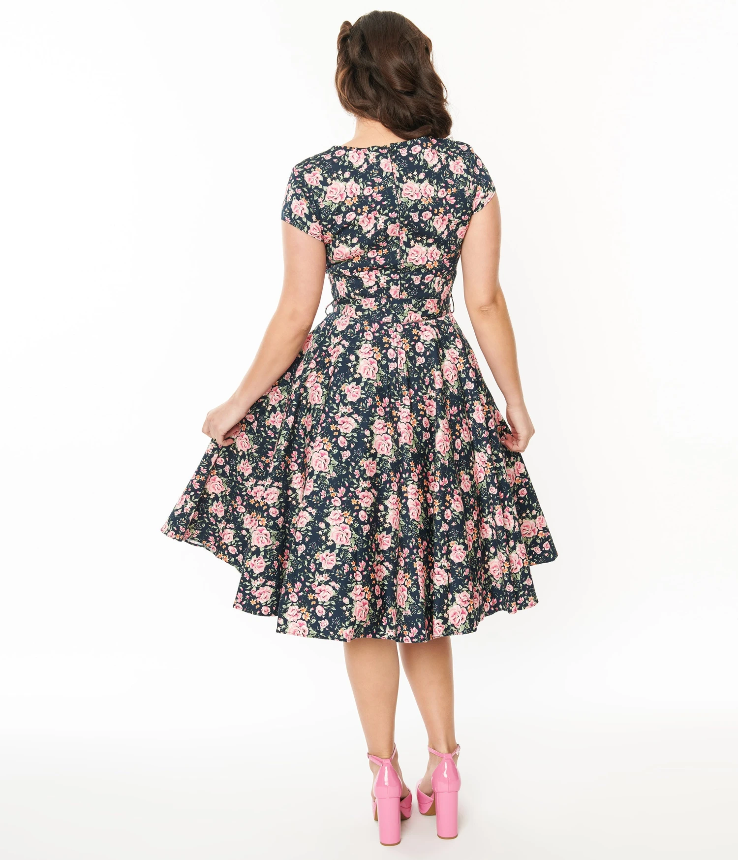 Black & Pink Floral Cleo Swing Dress - Image 3