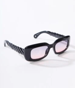 Black & Pink Ombre Tint Oval Sunglasses
