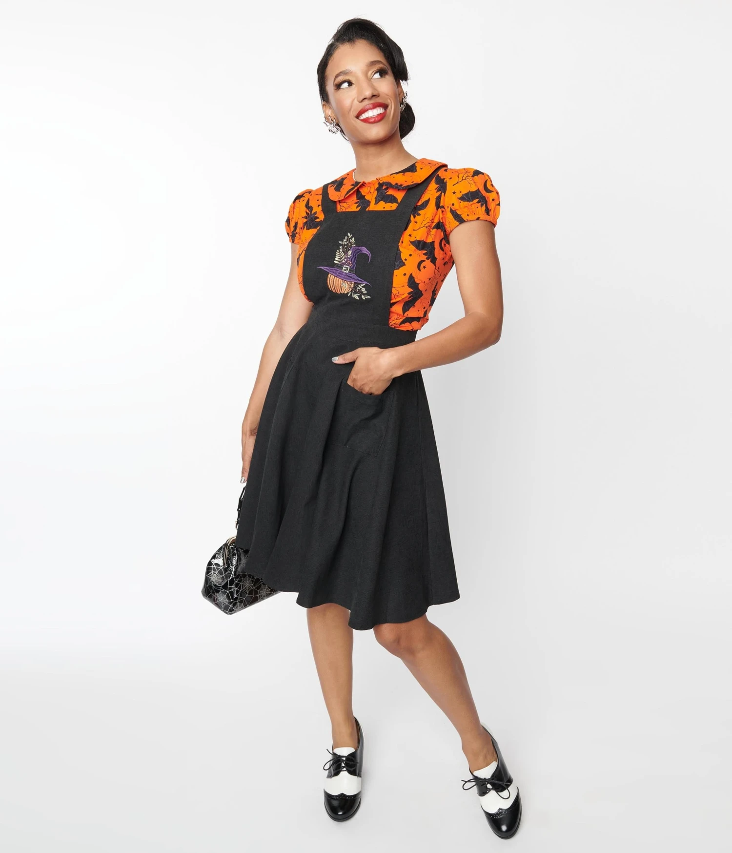 Black Pumpkin Spice Pinafore Skirt - Image 4