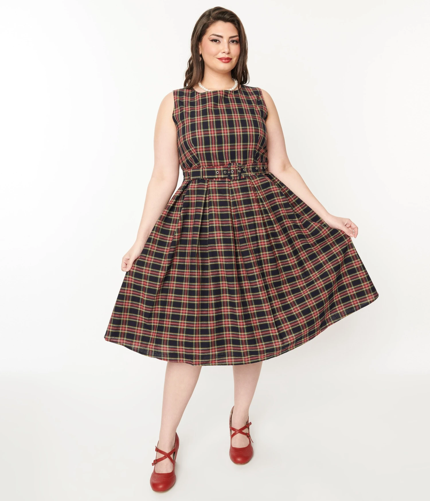 Black & Red Plaid Annie Swing Dress - Image 2