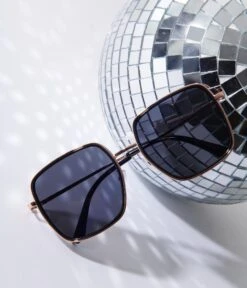 Black & Rose Gold Square Sunglasses