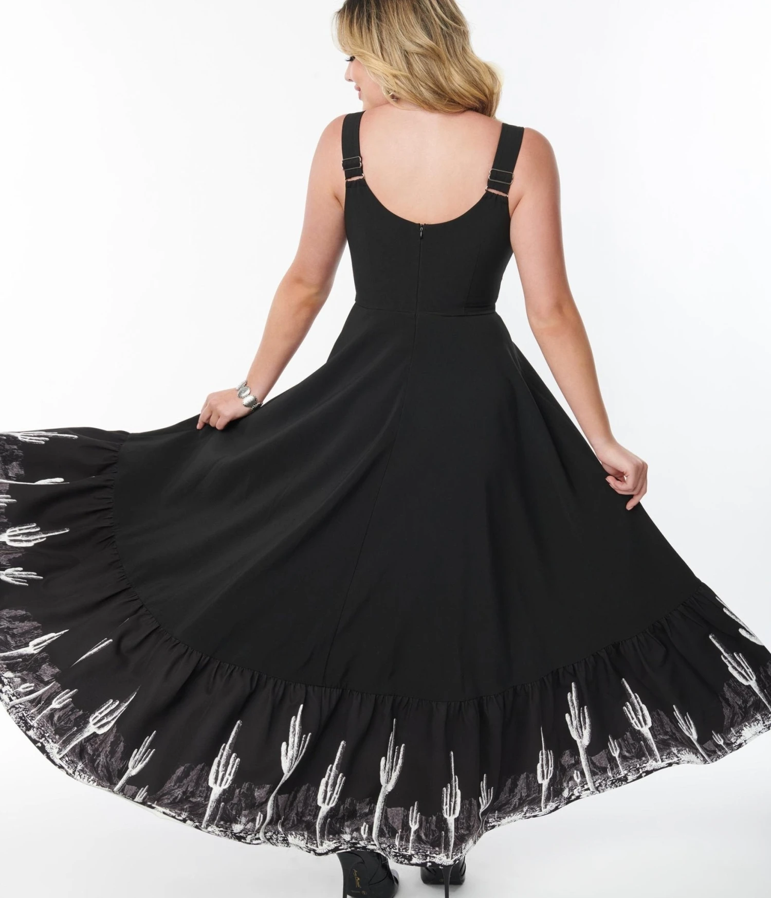 Black Saguaro Cactus Maxi Dress - Image 2
