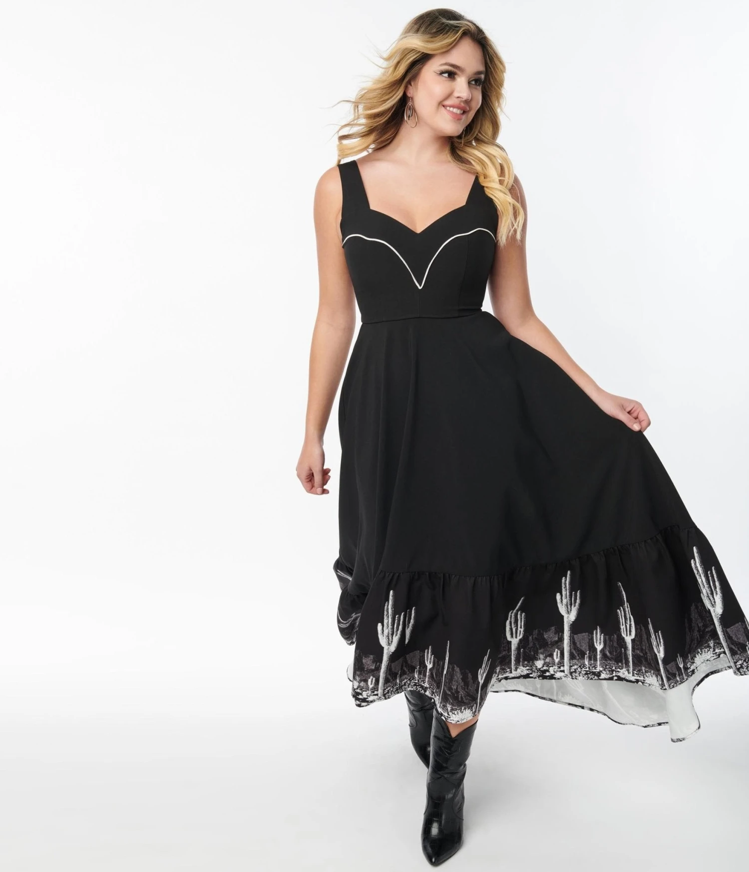 Black Saguaro Cactus Maxi Dress - Image 5