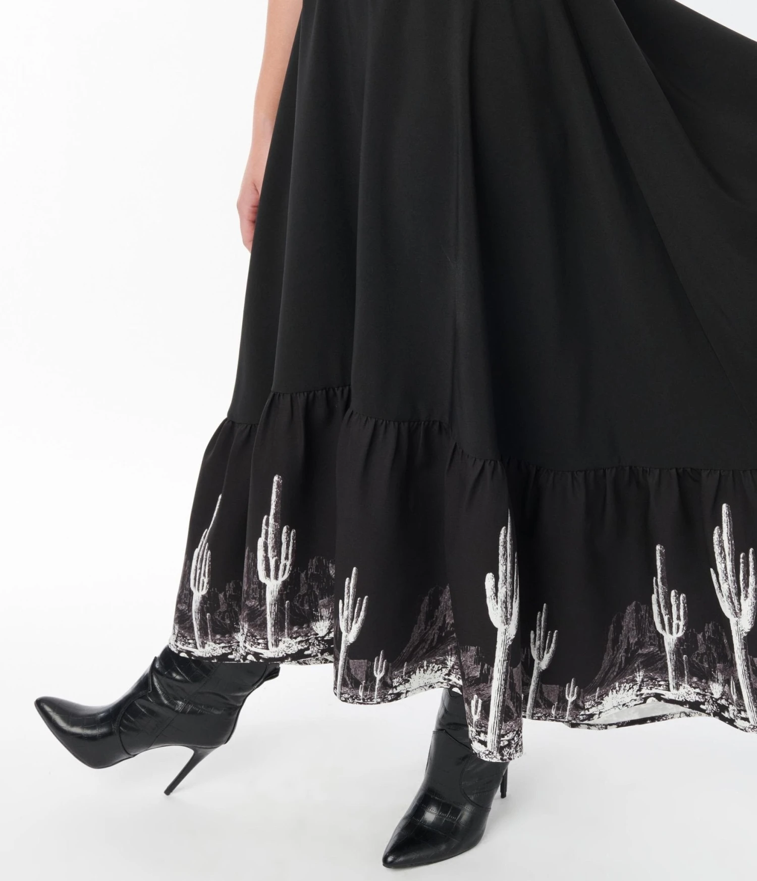 Black Saguaro Cactus Maxi Dress - Image 3
