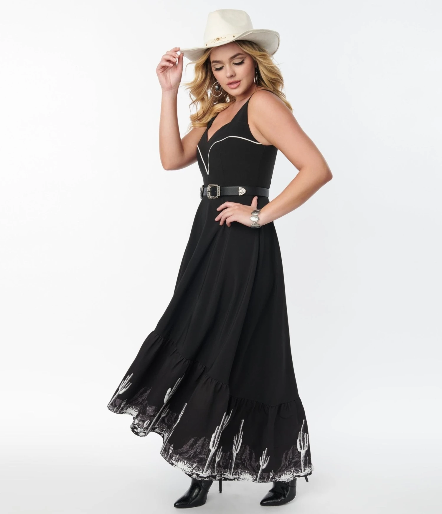 Black Saguaro Cactus Maxi Dress