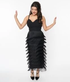 Black Some Like It Hot Fringe Wiggle Dress