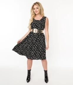 Black & White Celestial Print Flare Dress