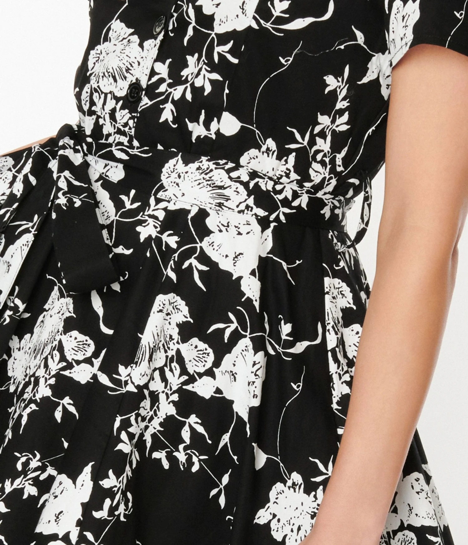 Black & White Floral Swing Shirt Dress - Image 2