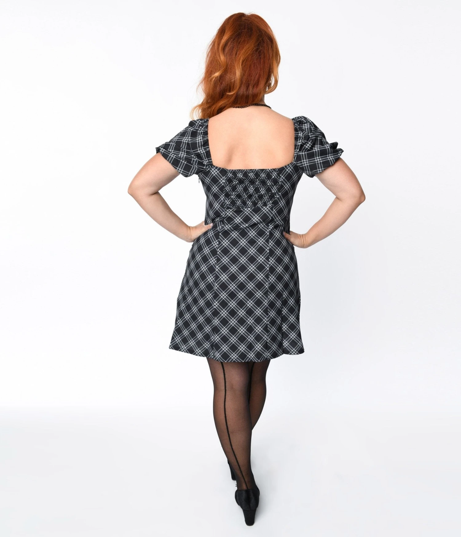 Black & White Plaid Juliet Shift Dress - Image 3