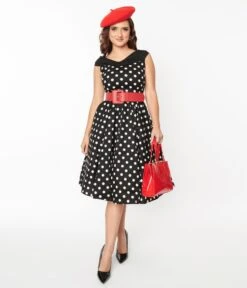 Black & White Polka Dot Swing Dress