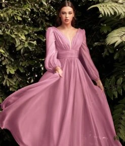 Cinderella Divine Blossom Pink Chiffon Sleeve Prom Goddess Gown