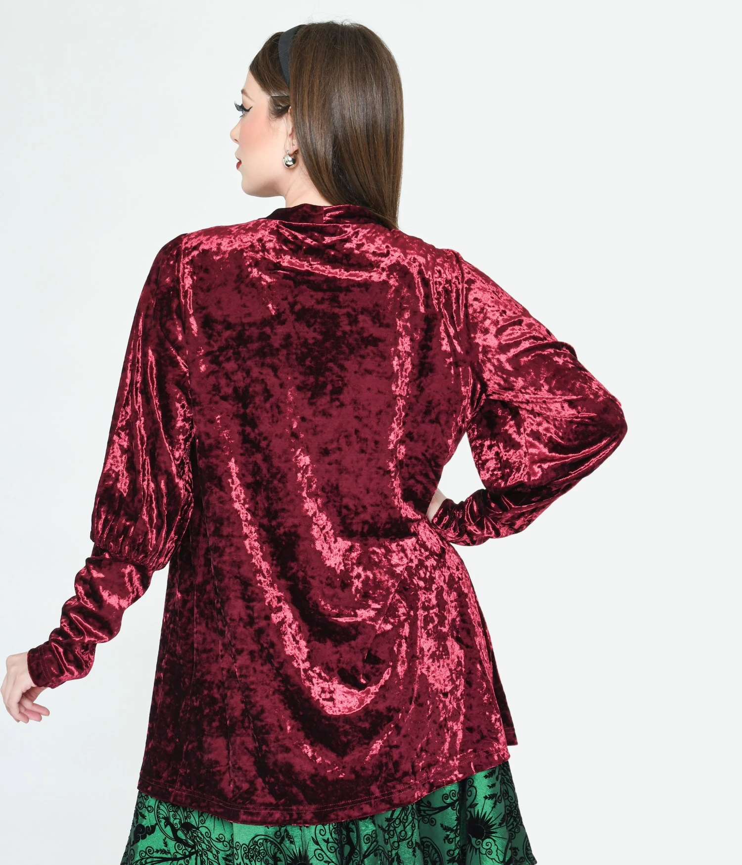 Burgundy Crushed Velvet Hellfire Cardigan - Image 3