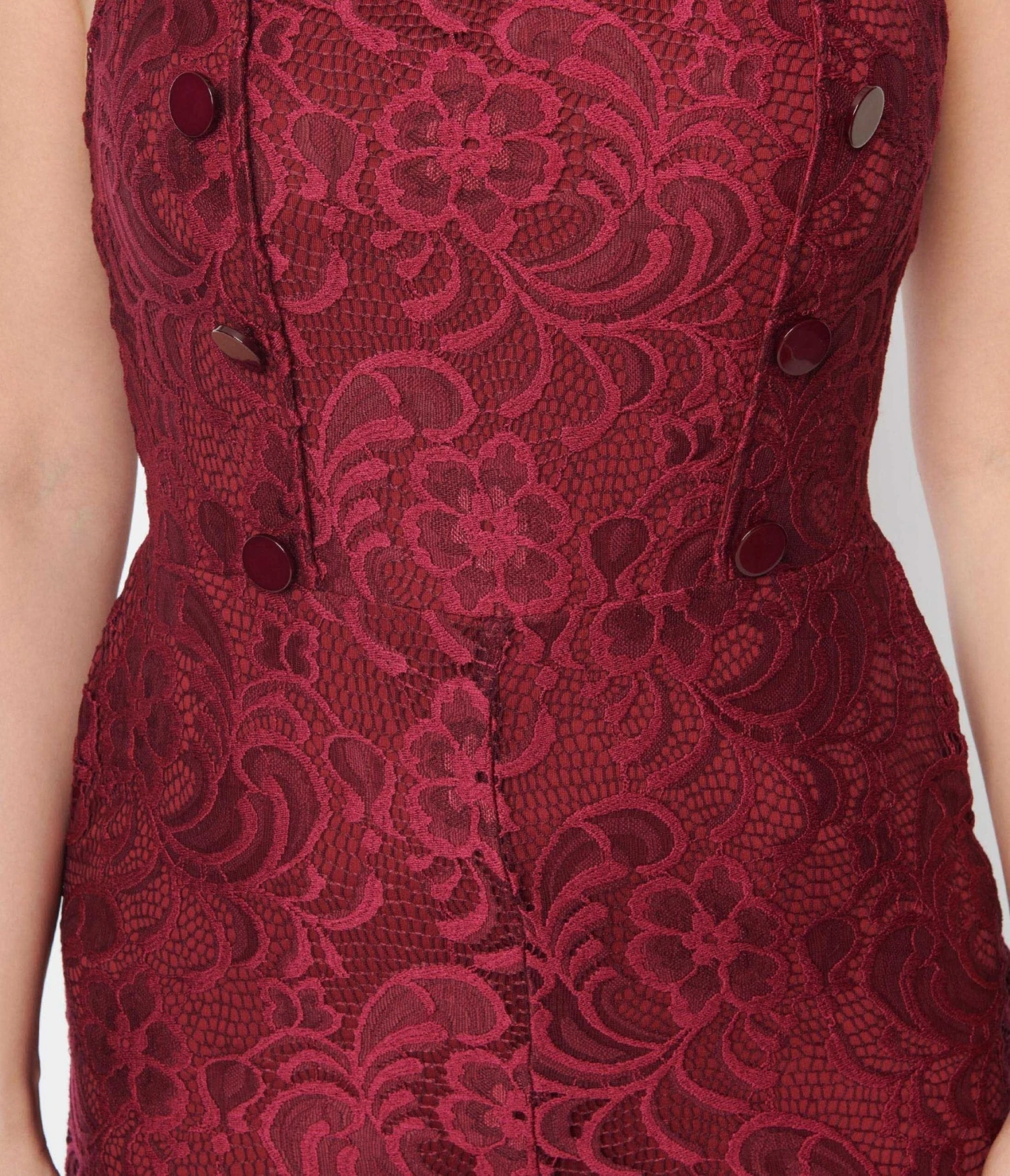 Burgundy Floral Lace Jumpsuit - Image 2