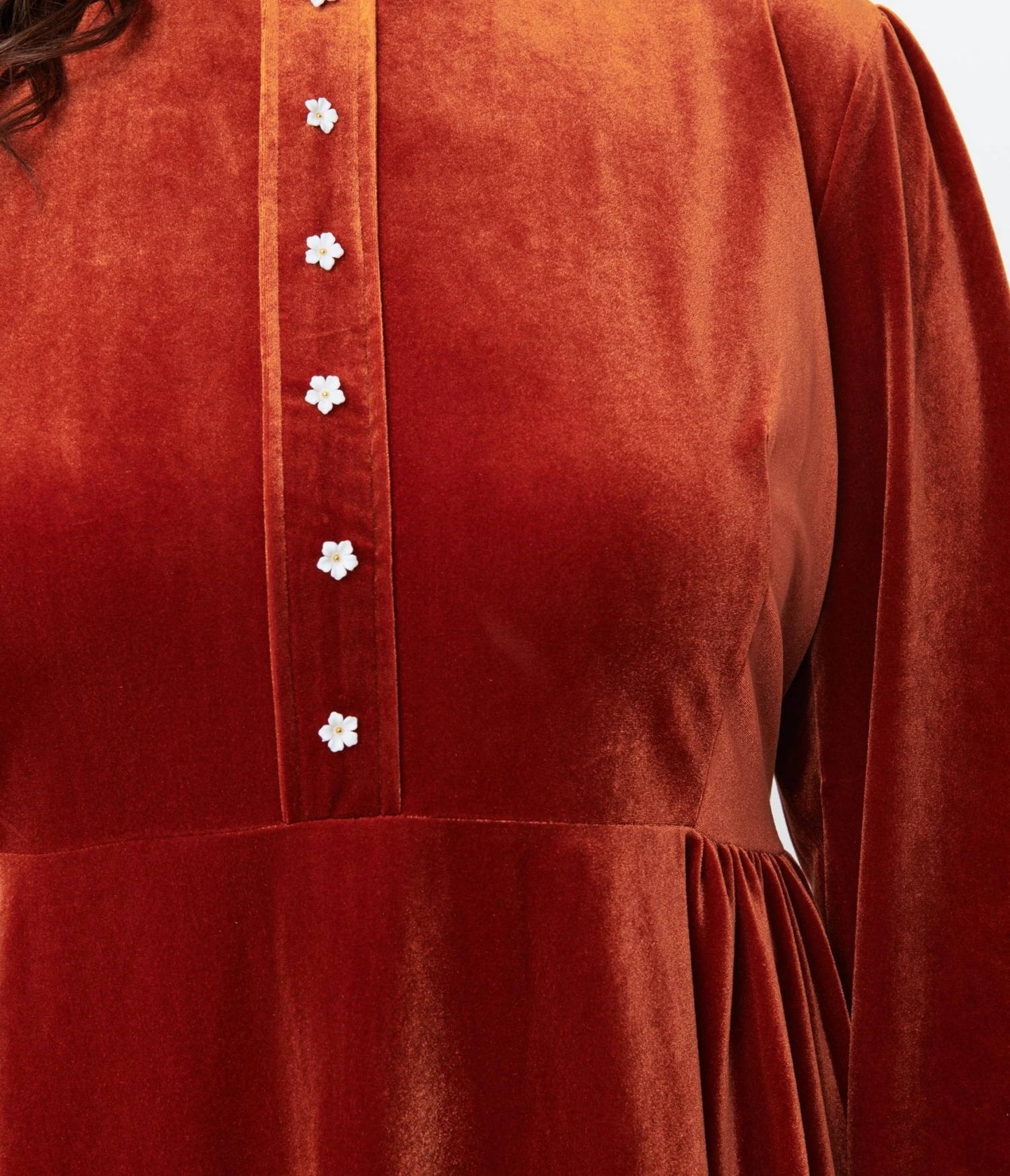 Burnt Orange Velvet Myers Fit & Flare Dress - Image 2