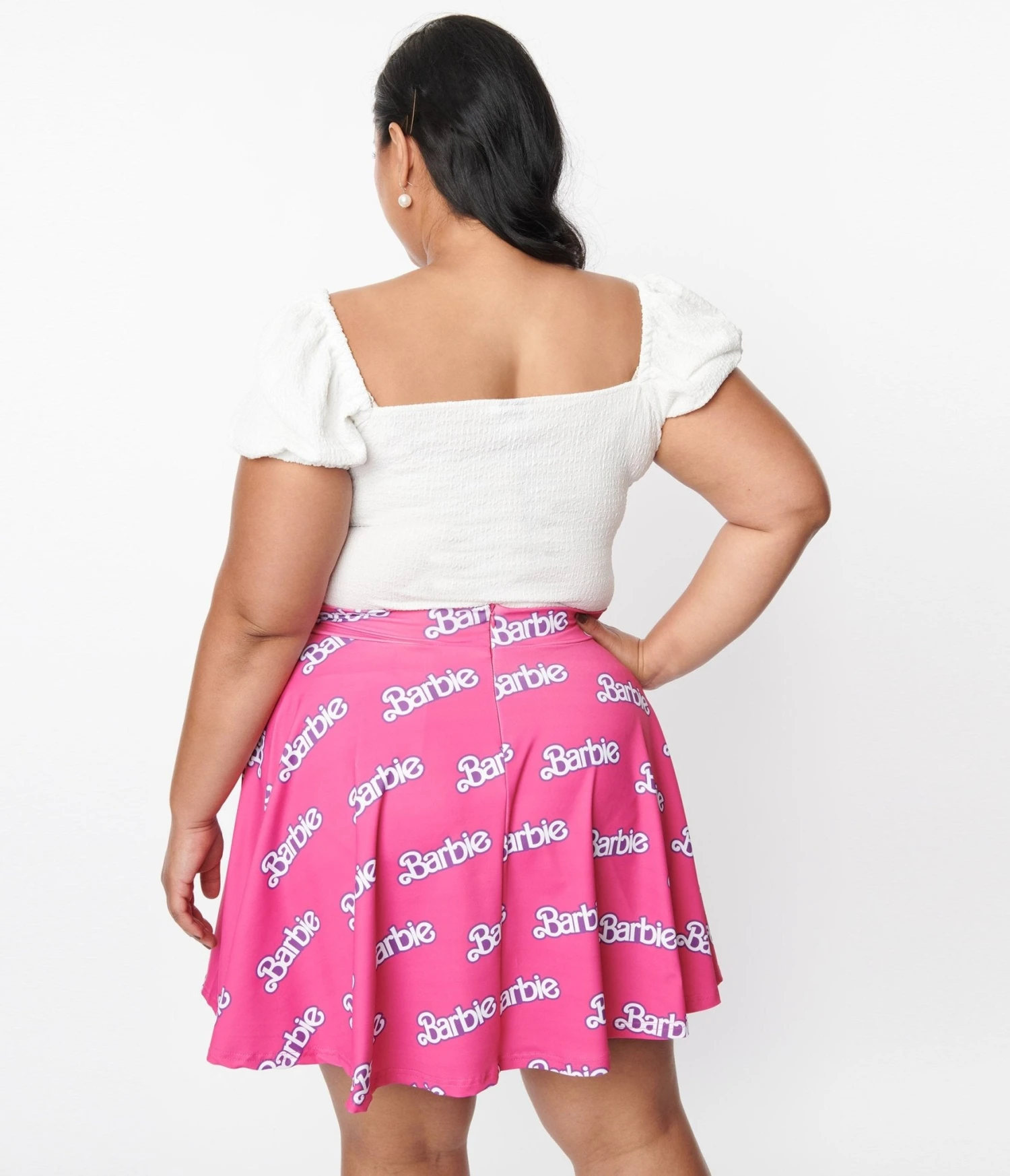 Cakeworthy Pink Barbie Logo Print Fit & Flare Skirt - Image 3