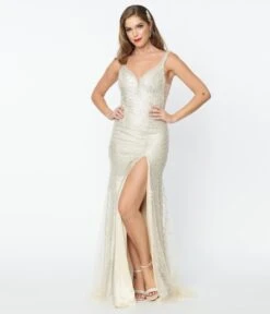 Champagne Beaded Deco Harlow Wedding Dress