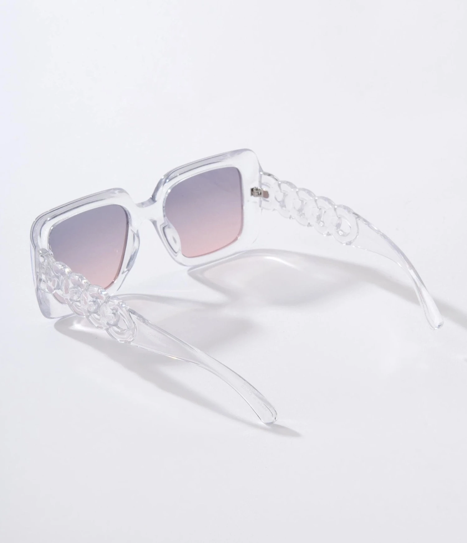 Clear & Pink Ombre Tint Square Sunglasses - Image 2