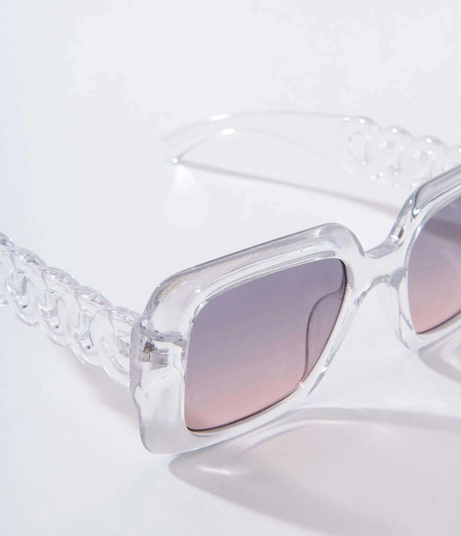 Clear & Pink Ombre Tint Square Sunglasses - Image 3
