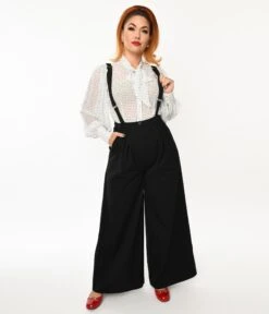 Collectif Black Glynda Suspender Pants