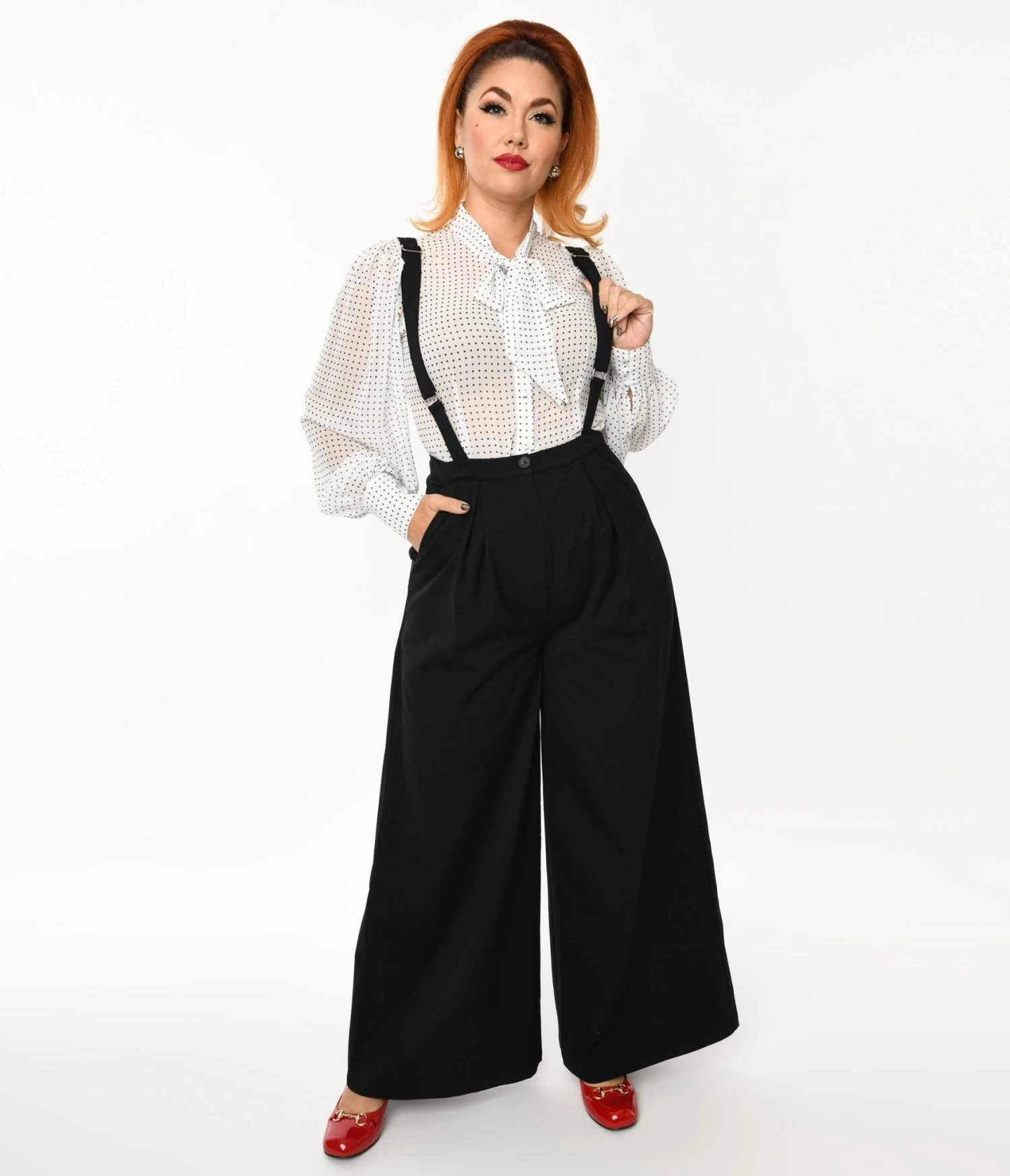 Collectif Black Glynda Suspender Pants