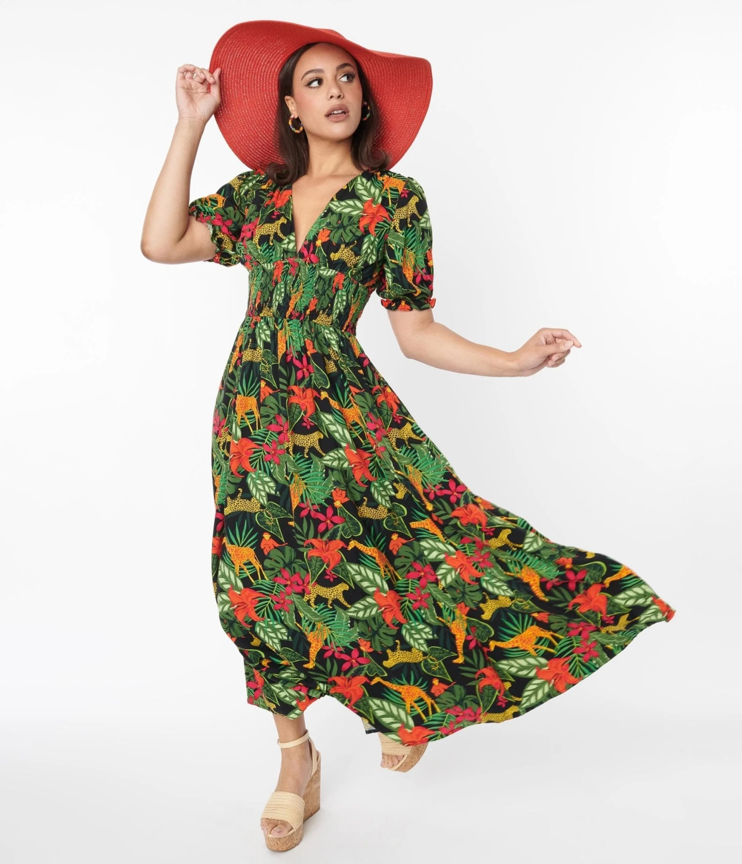 Collectif Black Tropical Jungle Juliette Maxi Dress - Image 2