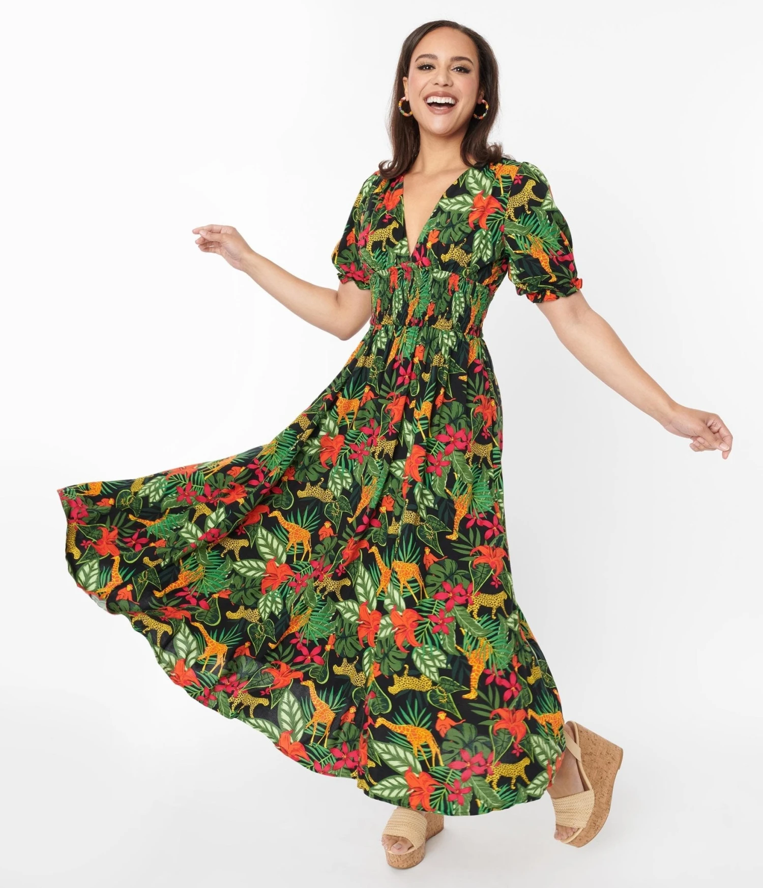 Collectif Black Tropical Jungle Juliette Maxi Dress - Image 5