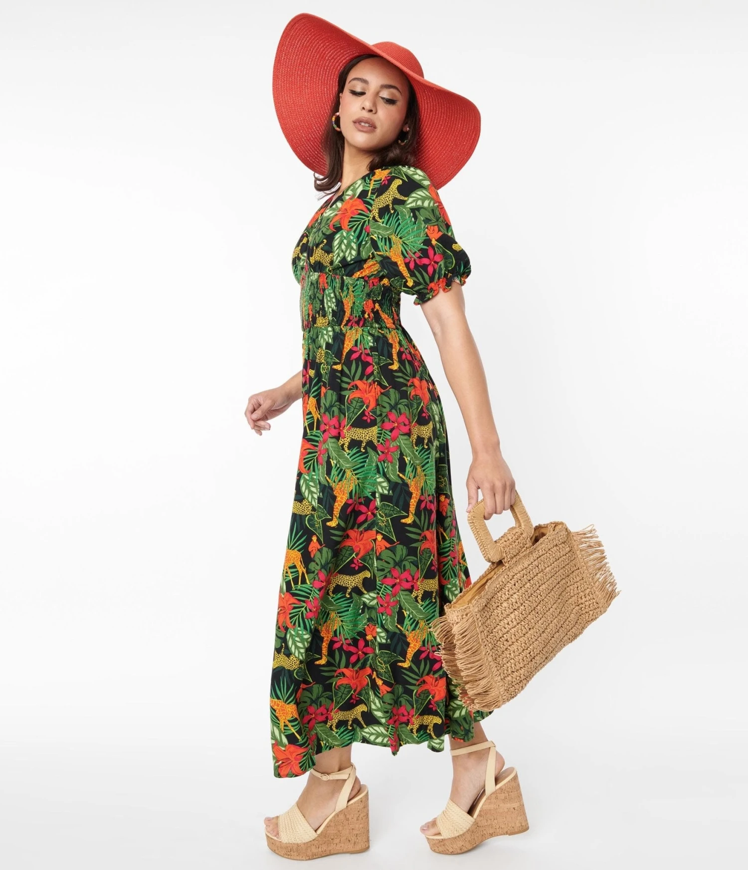 Collectif Black Tropical Jungle Juliette Maxi Dress - Image 4