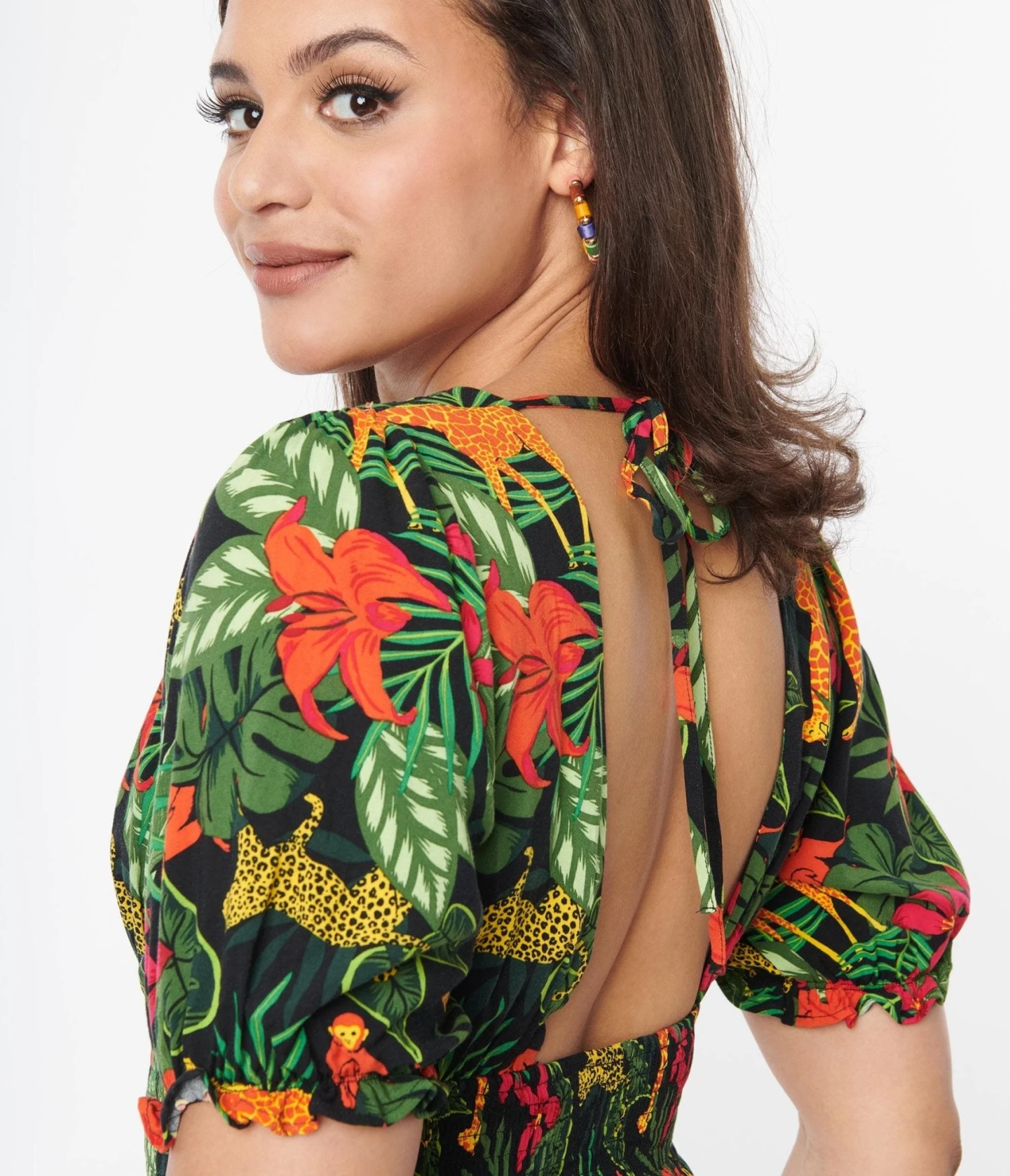 Collectif Black Tropical Jungle Juliette Maxi Dress - Image 3