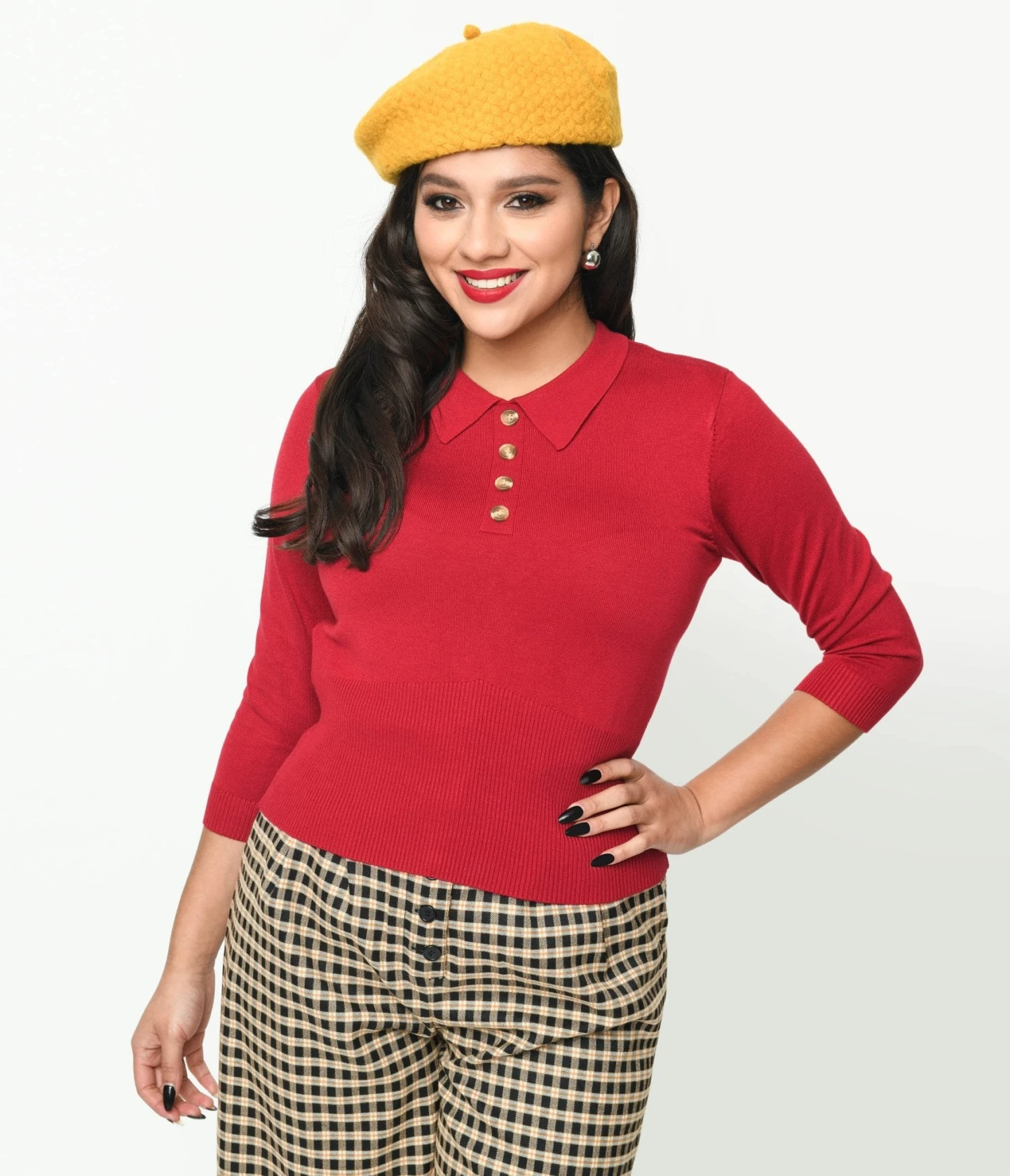Collectif Burgundy Maya Polo Top - Image 2