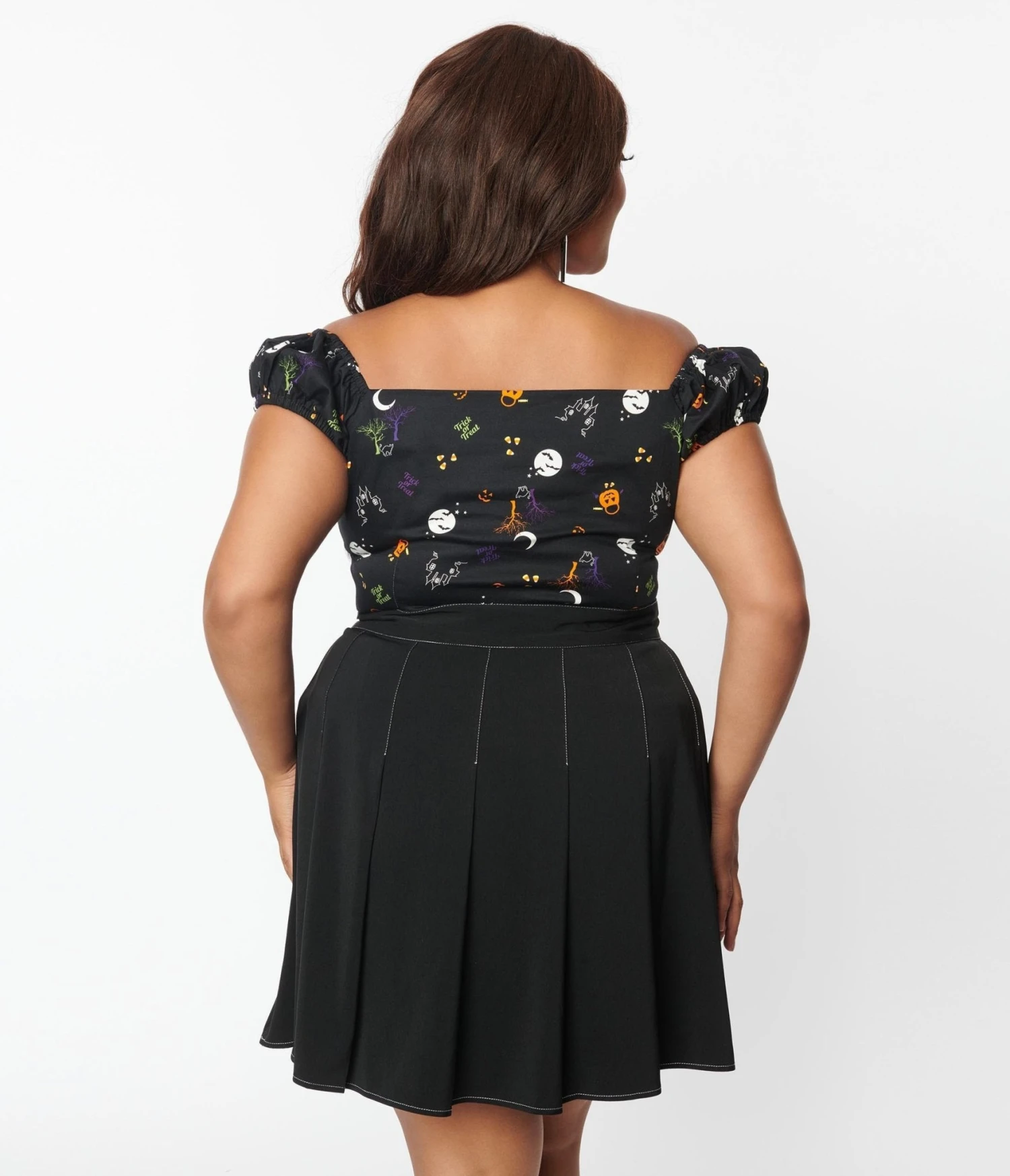 Collectif Plus Size Black All Hallows Eve Dolores Top - Image 3
