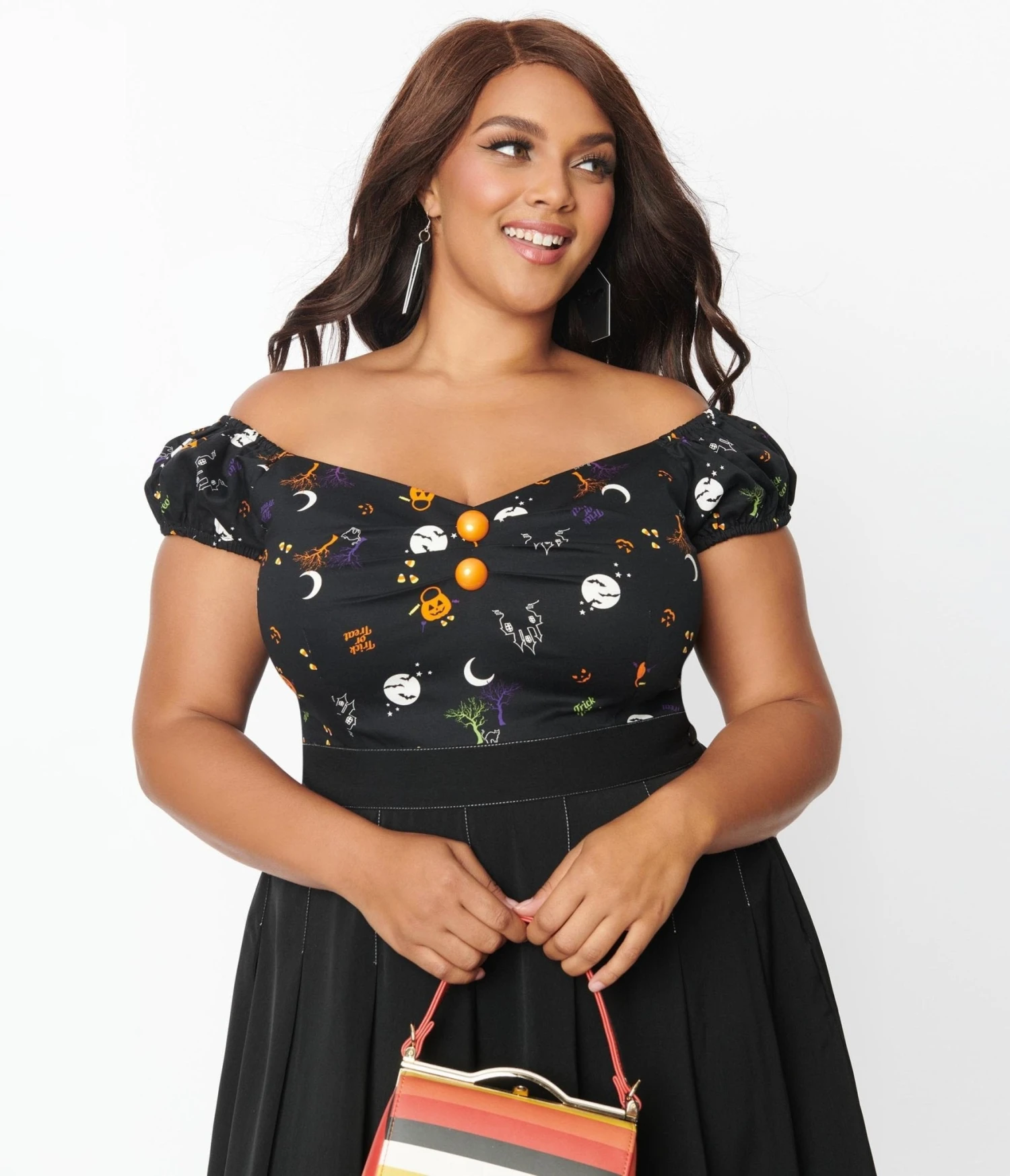 Collectif Plus Size Black All Hallows Eve Dolores Top