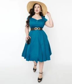 Collectif Teal Nell Swing Dress