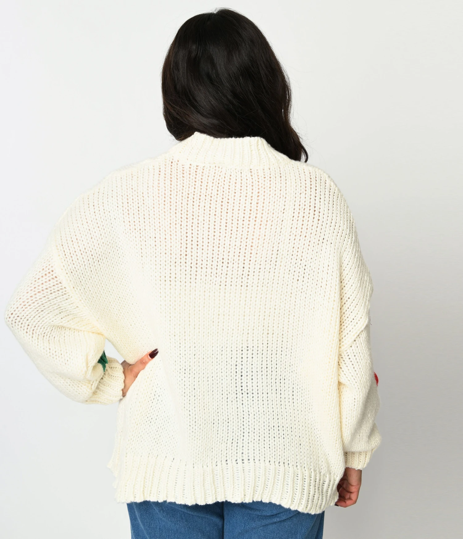 Cream & 3D Multicolor Floral Knit Pullover - Image 3