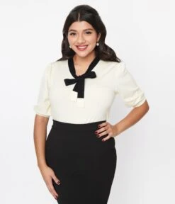 Cream & Black Bow Sweater